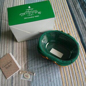 Longaberger Mini Tree trimming 2004 Gumdrop basket  box,liner, protector,&tie on